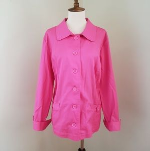 CJ Banks 1X plus Pink Button Front Blazer Jacket